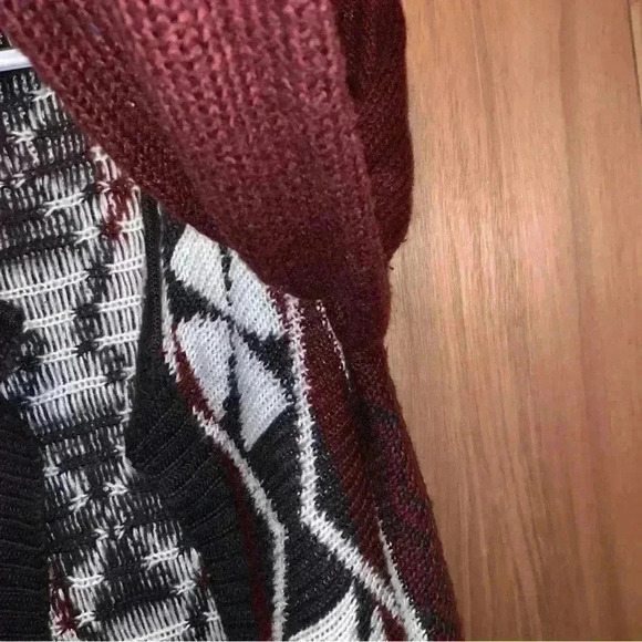 Rue21 Open Long Cardigan Burgundy, & Black XL - Picture 12 of 16